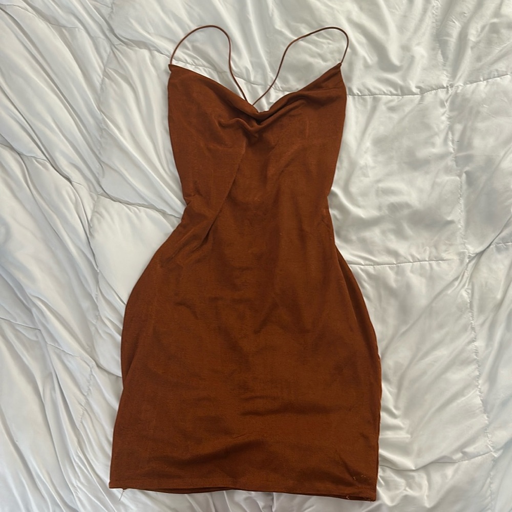 Ruby Sees metallic bronze mini dress size 8